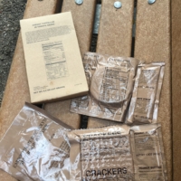 My first MRE! Cheese tortellini, crackers w/ cheese, toffee cookie, and beverage powder