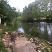 The creek bordering Patrick's cabin where I get to kick back and relax, and fish