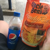A passerby offered me ready rice and a pepsi!