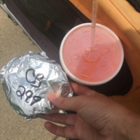 Stopped by a local gas station and the attendant gave me a free cheeseburger and drink!