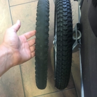 Holy shit-look at the difference between Faith's new and old tires! Wow!