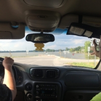 Dan & his wife showing me the extensive flood damage at Boonville, Missouri. The northern highway into town, and all of the surrounding land, is a lake.