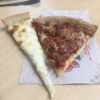 A new friend from Ellsworth, Jeanette, who helped me secure a place to stay last night brought me pizza from a local joint today while I was chilling at the library