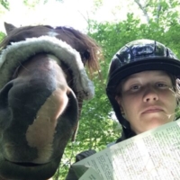 We're lost in the woods. Finley is helping with directions.