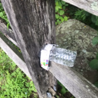 I managed to filter some creek water to drink earlier, but not nearly as much as I should have, so I am overjoyed to run across this random water bottle .